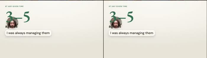 Two frames where a number card takes the whole canvas and shrinks his face into a disc under the numeral
